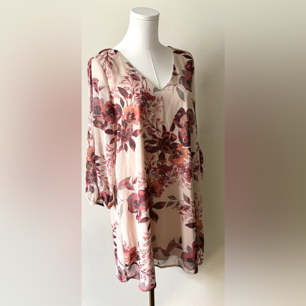 Lulus Earth Tone “Shifting Dears” Floral Feminine Bohemian Shift Dress NWT - Picture 6 of 15